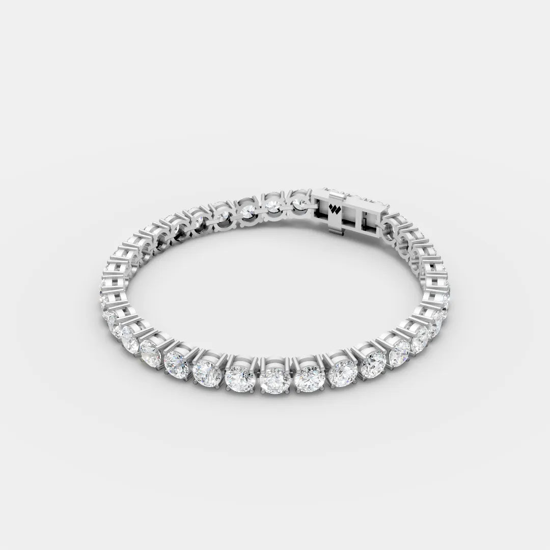 5.5 MM 925 Sterling Silver Round Shaped Moissanite Diamond Tennis Bracelet
