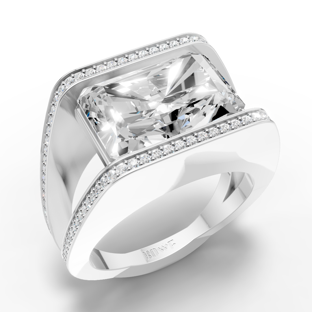 925 Sterling Silver Radiant Frame Moissanite Diamond Ring