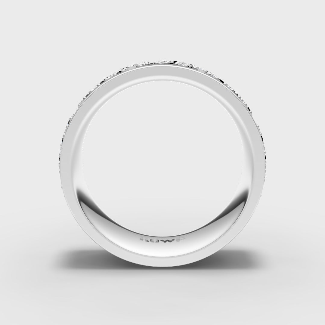 Iced Geometric Pattern Band Ring