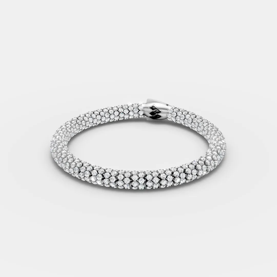 925 Sterling Silver Spiral Rope Bracelet Moissanite Diamond