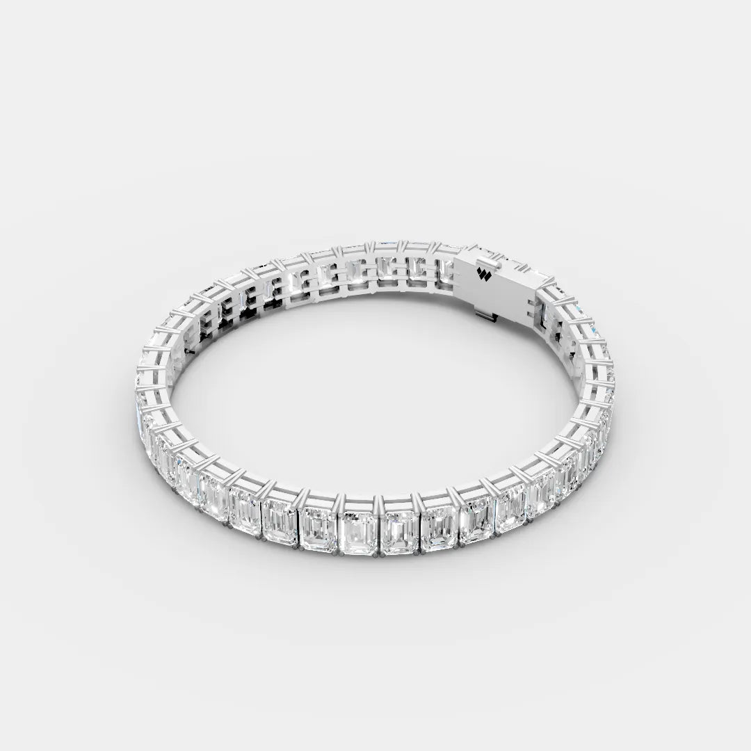 1 CT 925 Silver Emerald Tennis Moissanite Diamond Bracelet