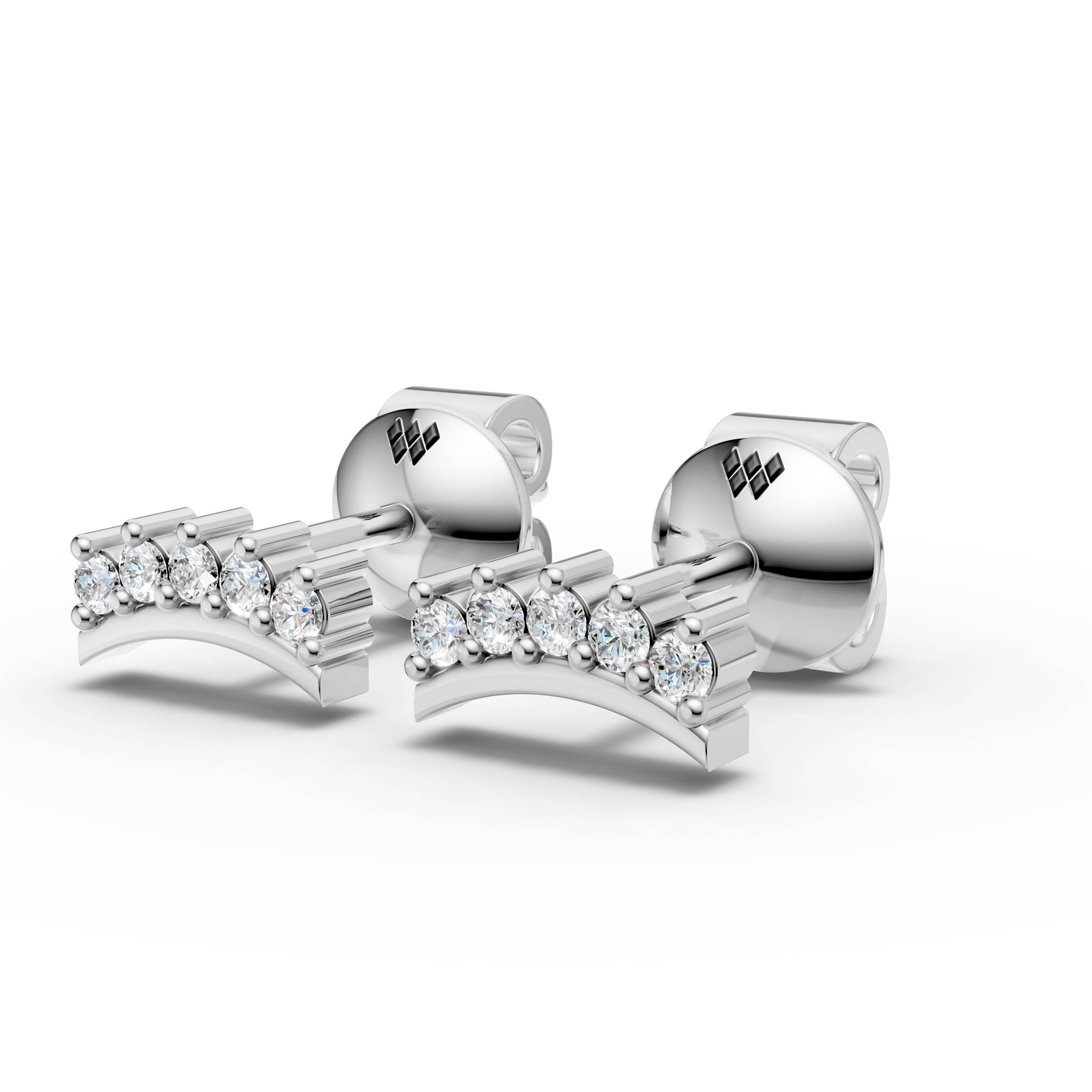 Curved Crown Stud Earrings (1 Pair)