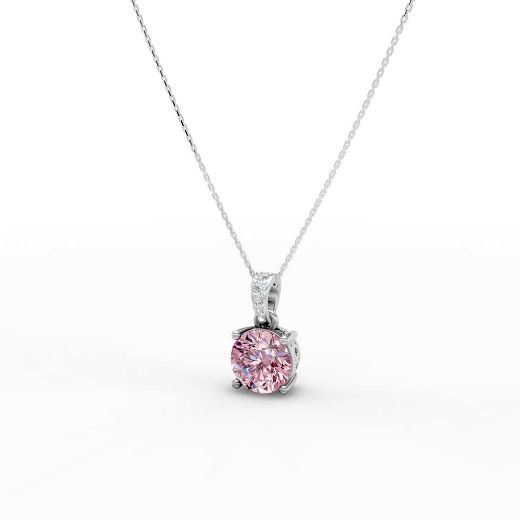 2 CT Pink Portuguese CutPendant With Chain