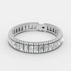 925 Sterling Silver Emerald With Round Moissanite Diamond