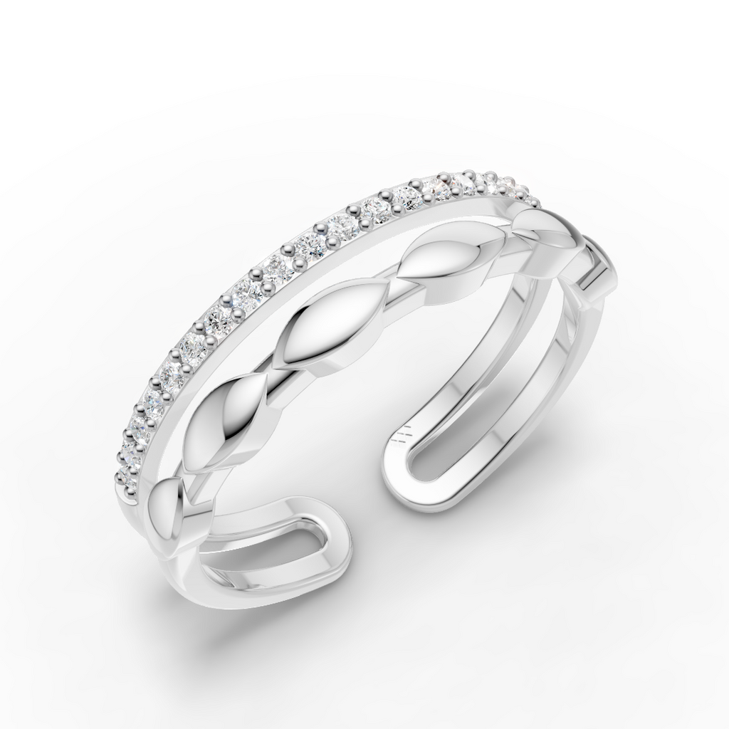 925 Sterling Silver Dual Moissanite Diamond Band
