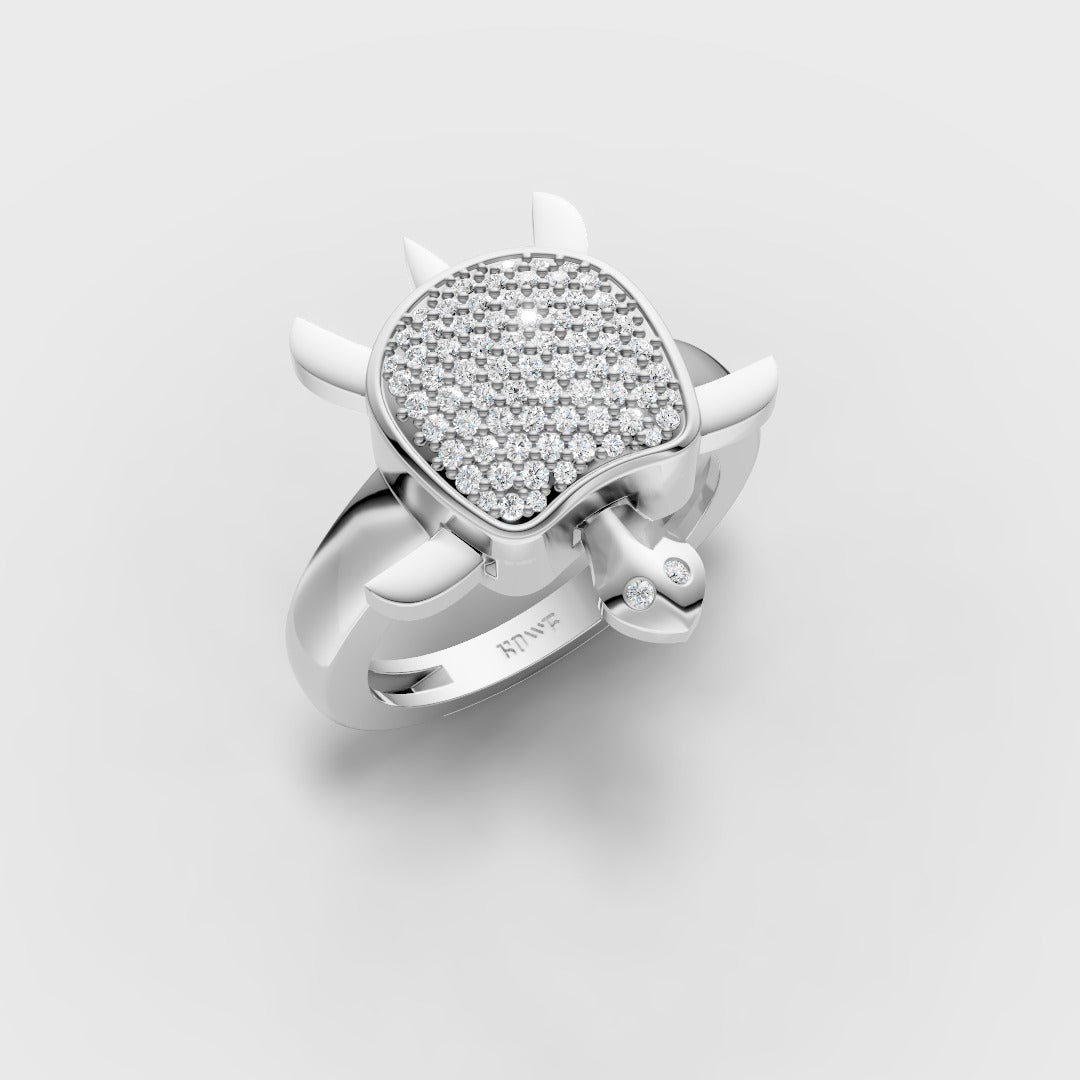 925 Sterling Silver Moissanite Diamond Turtle Ring
