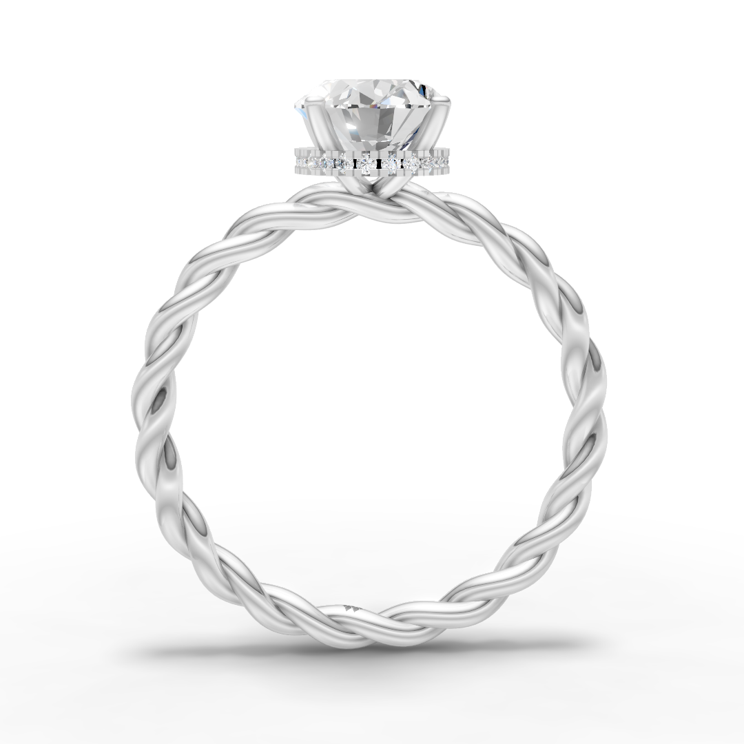 925 Sterling Silver Moissanite Diamond Twisted Oval Solitaire Ring