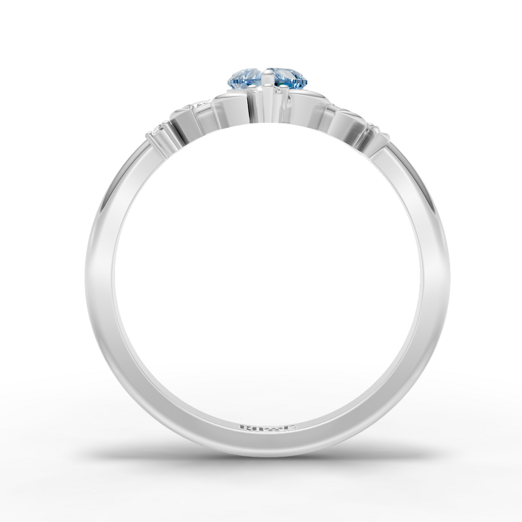 Blue Heart Leaf Ring