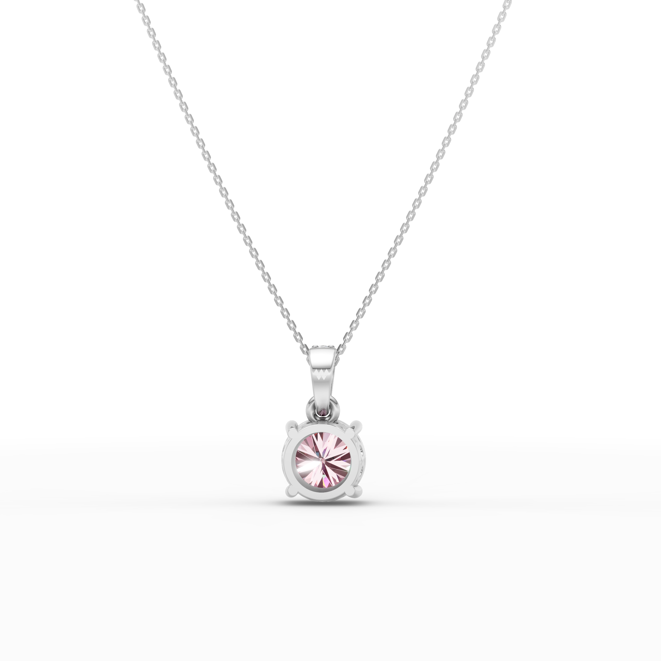 2 CT Pink Portuguese CutPendant With Chain