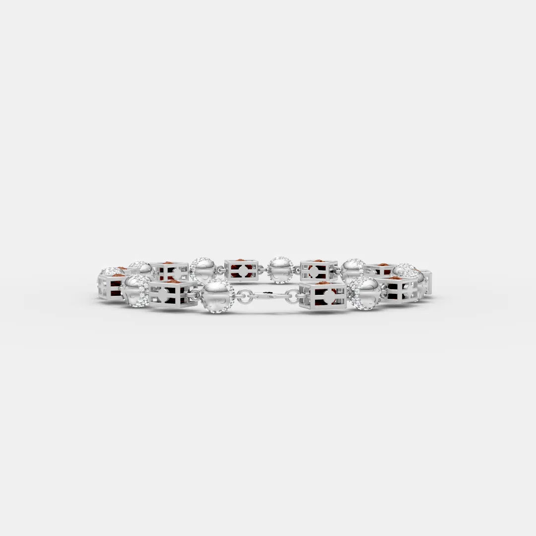 Rudraksha & Moissanite Link Bracelet – Divine Style with Spiritual Power