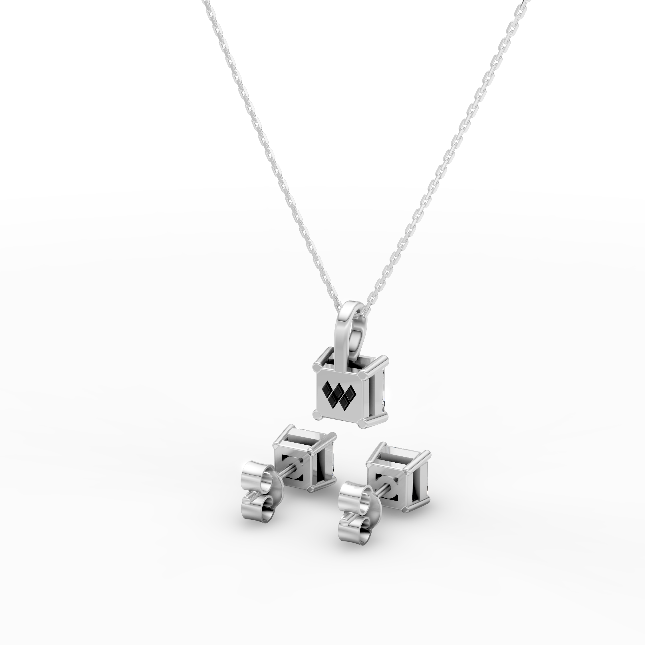 Minimalist Square Shape Necklace & Earrings Set