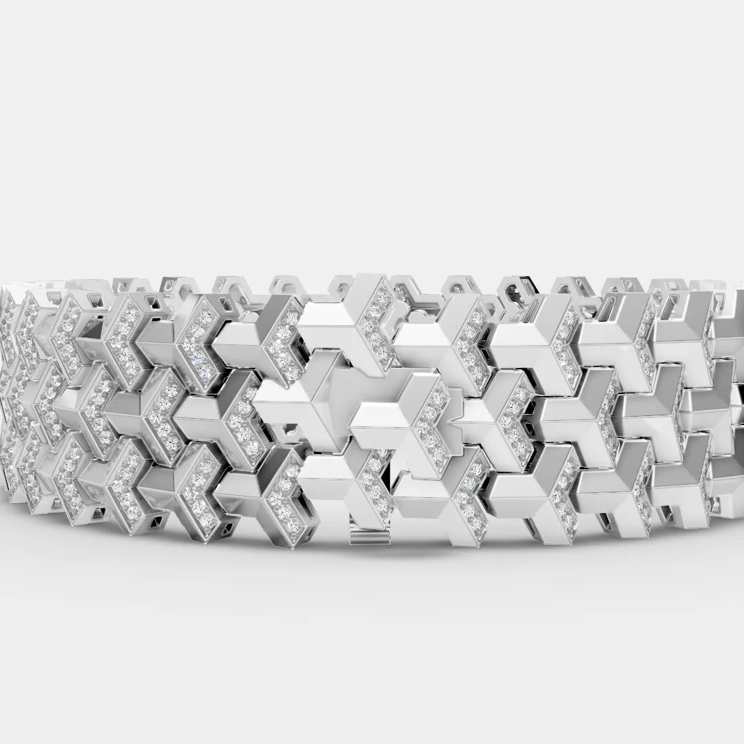 925 Sterling Silver Triple row Moissanite Diamond Bracelet