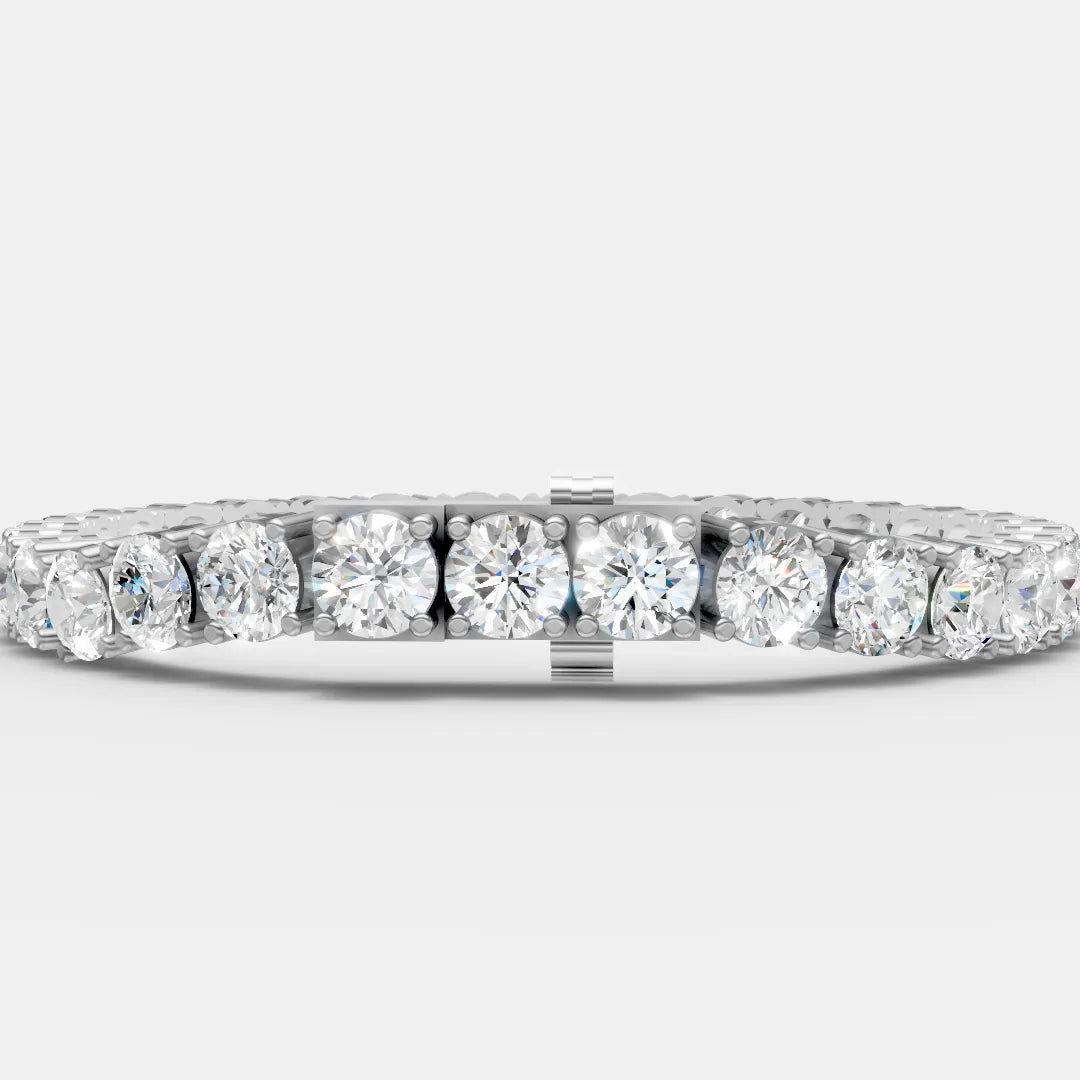 6.5 MM 925 Sterling Silver Round Shaped Moissanite Diamond Tennis Bracelet