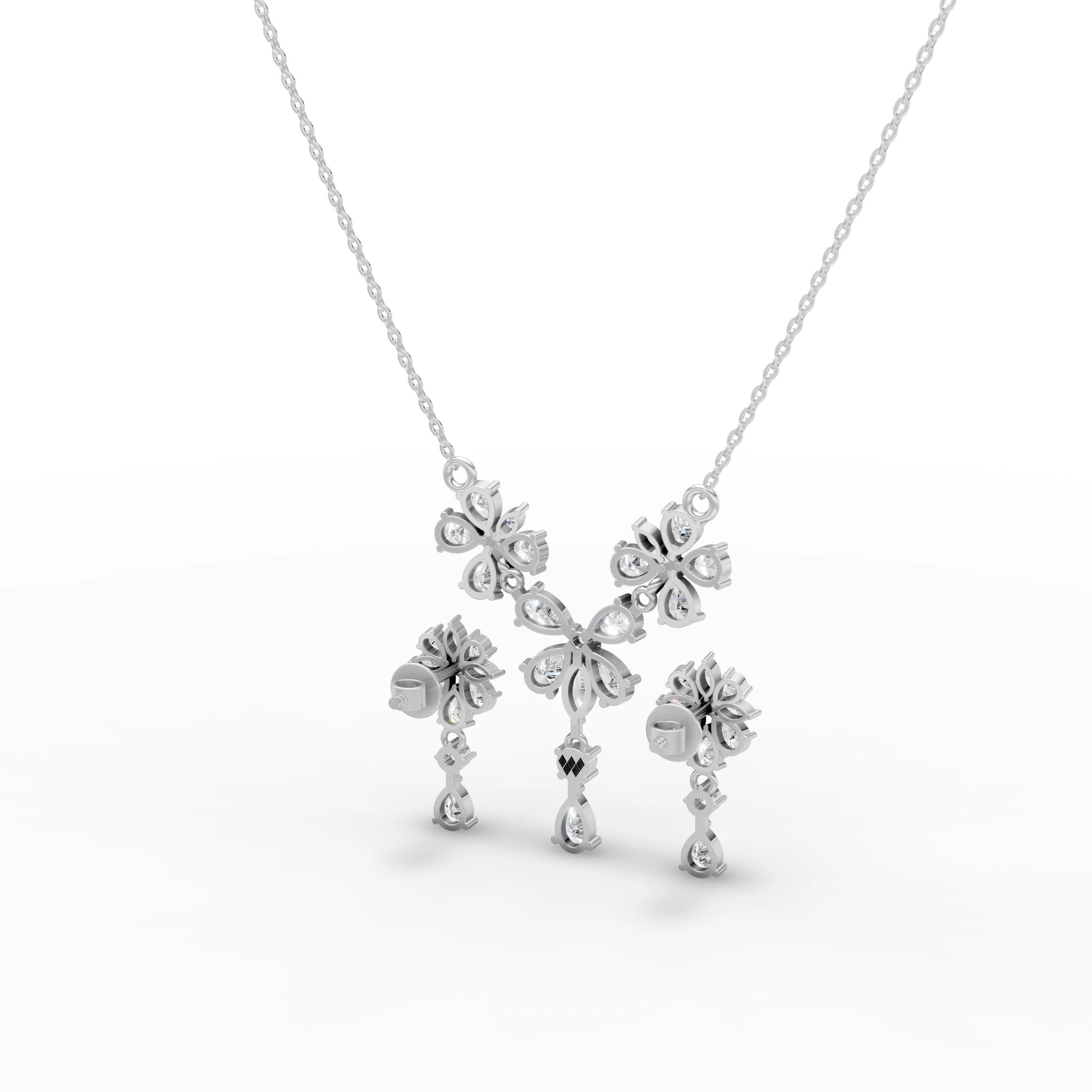Floral Pear Drop Diamond Necklace