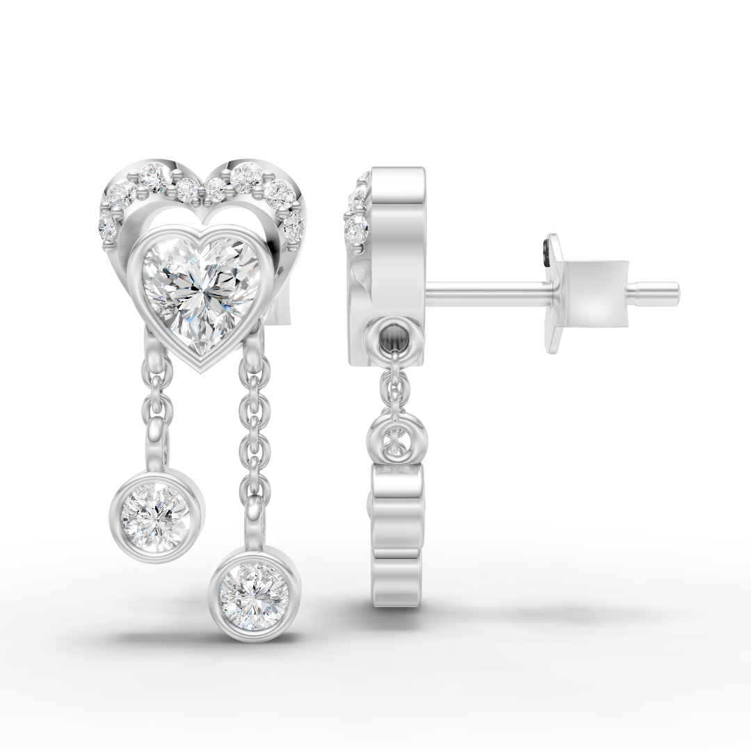Heart Shaped with Hanging Earring ( 1 Pair )