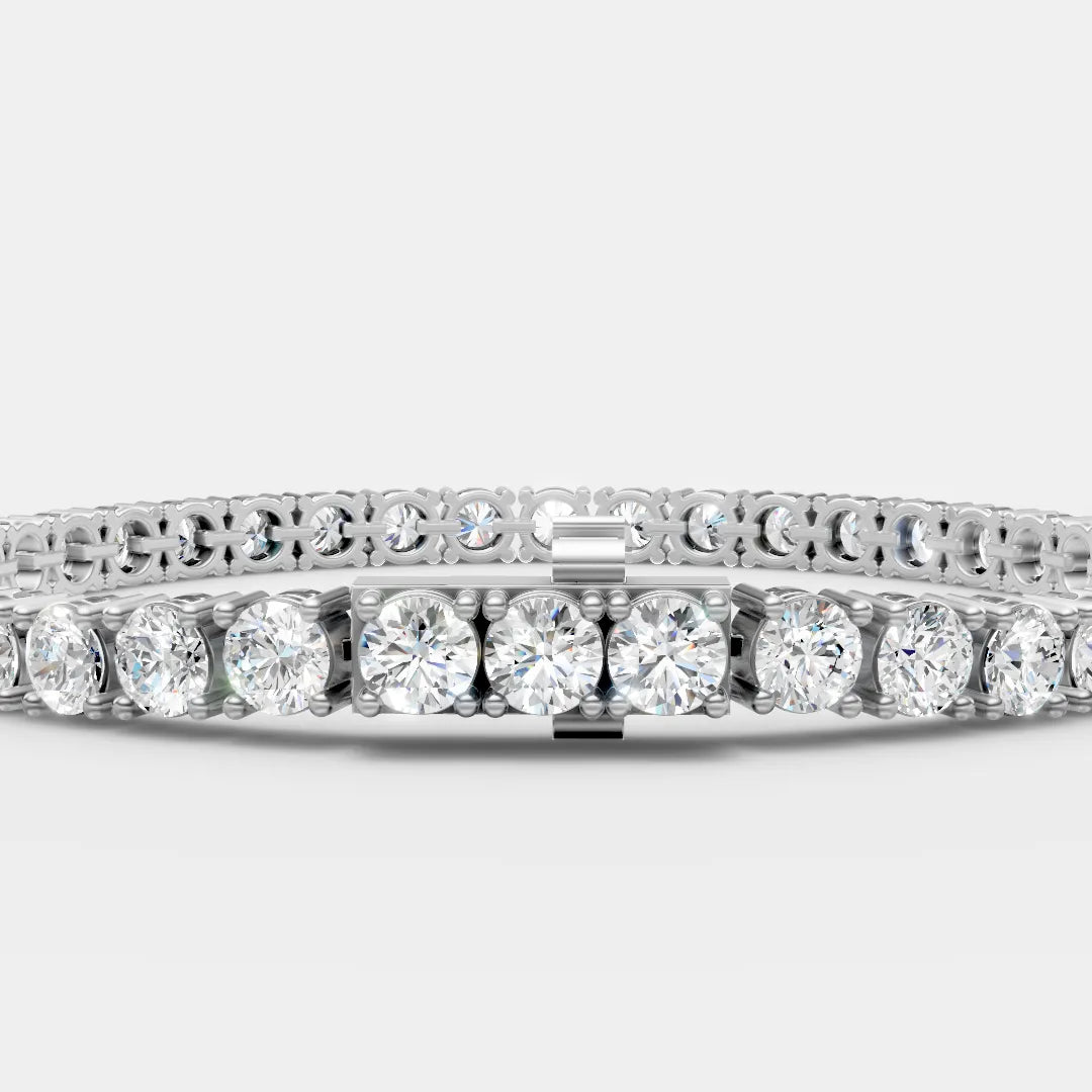 4.5 MM 925 Sterling Silver Round Shaped Moissanite Diamond Tennis Bracelet