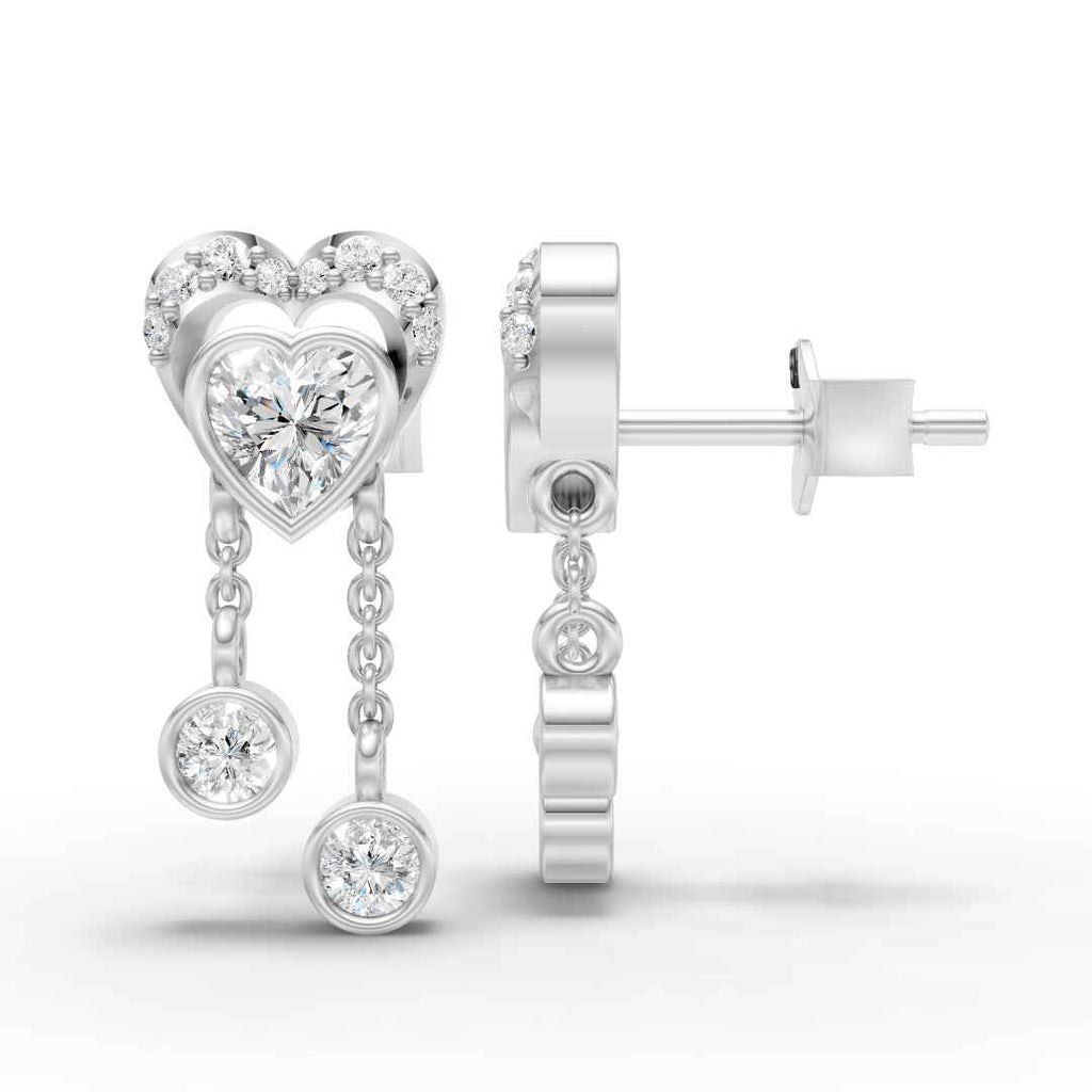 Heart Shaped with Hanging Earring ( 1 Pair )