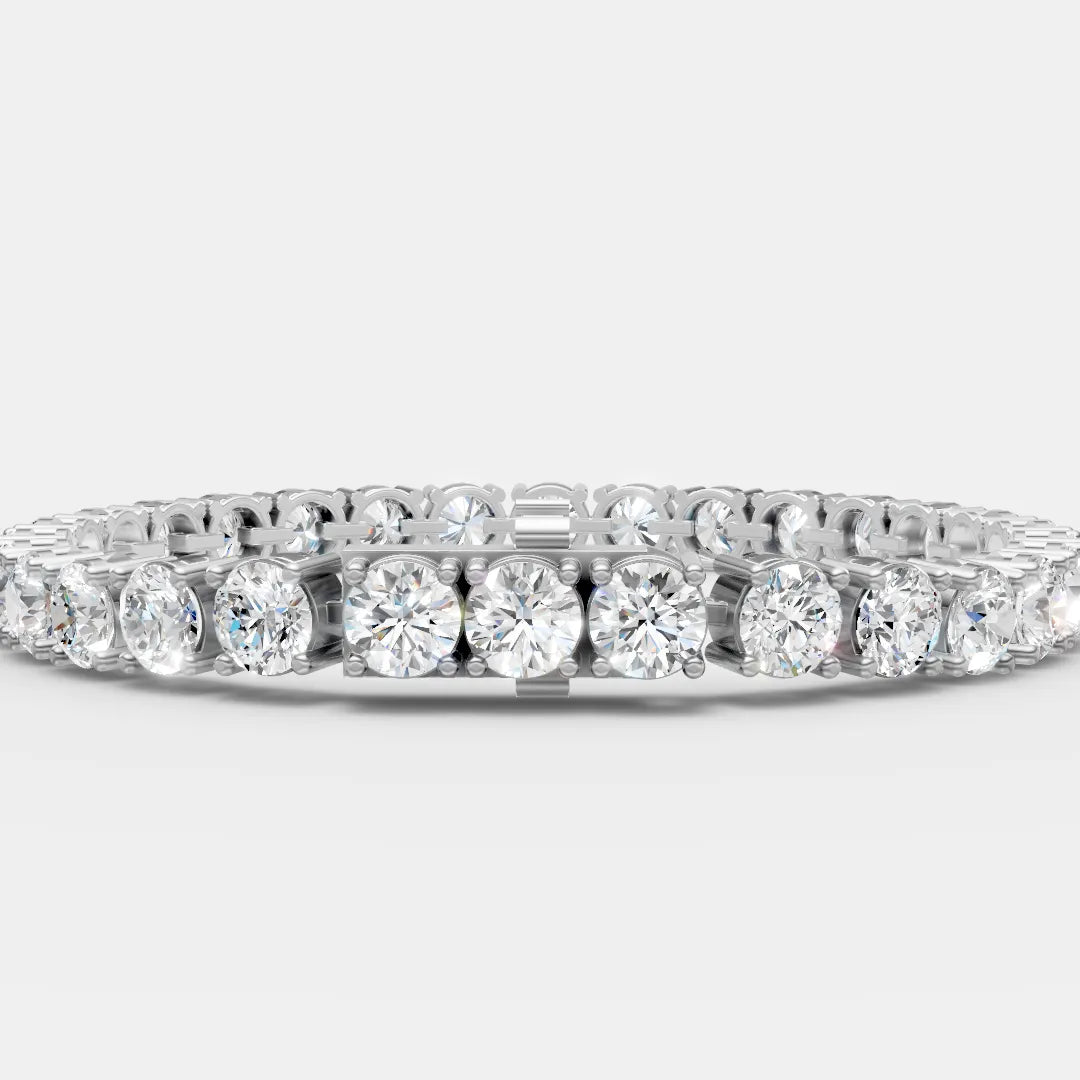 6 MM 925 Sterling Silver Round Shaped Moissanite Diamond Tennis Bracelet