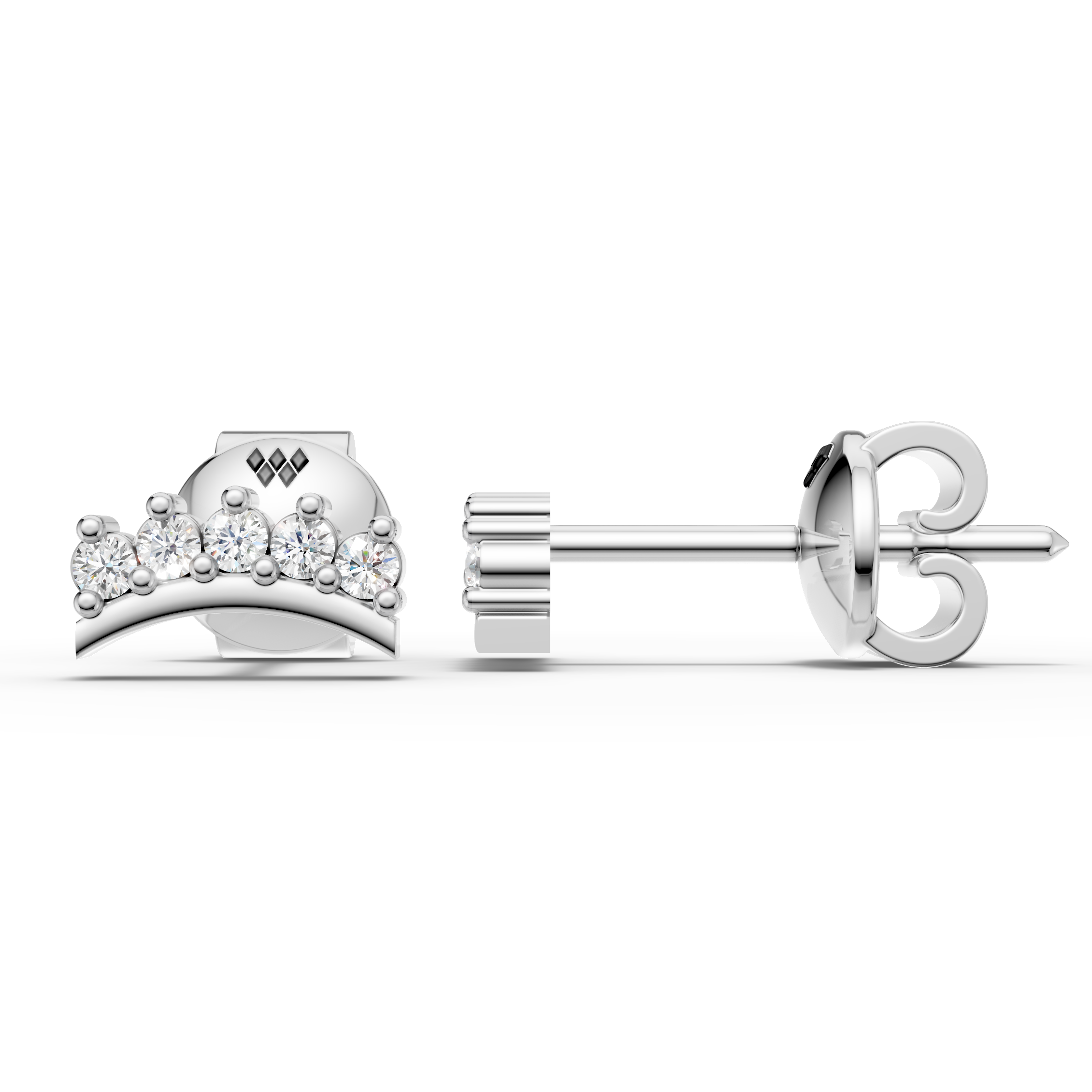 Curved Crown Stud Earrings (1 Pair)