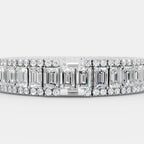 925 Sterling Silver Emerald With Round Moissanite Diamond