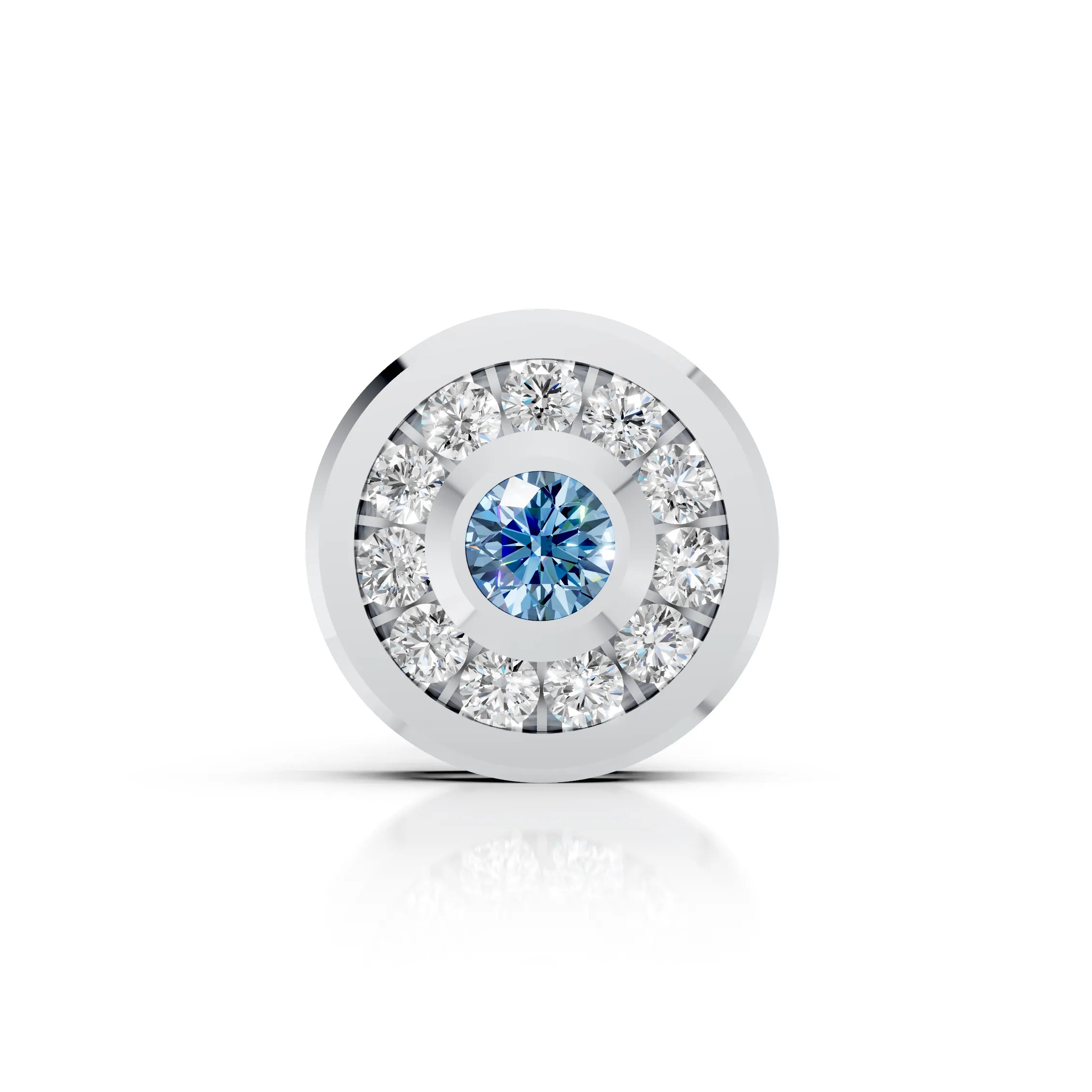 Blue Center Halo Diamond Stud