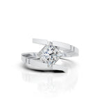 Modern Princess Cut Solitaire Ring with Open Split Band Design