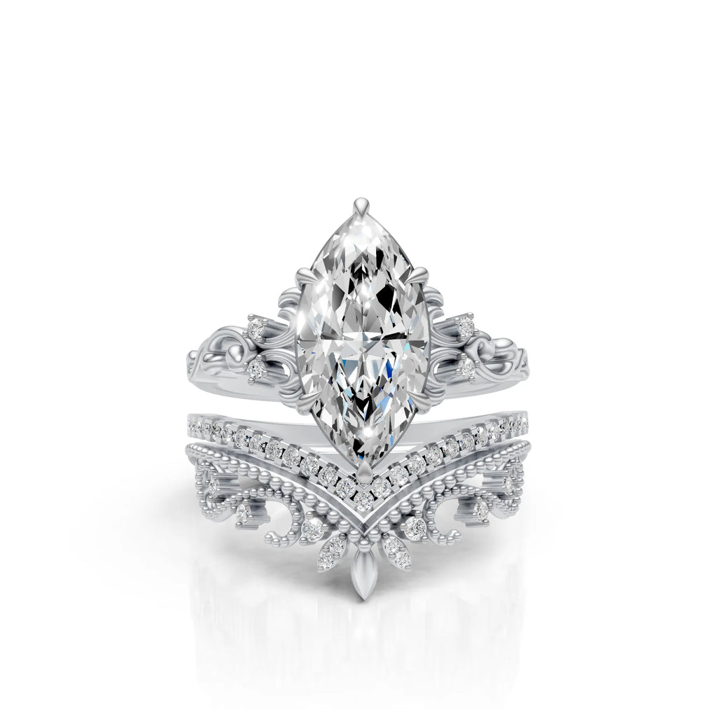 Royal Marquise Crown Ring Set