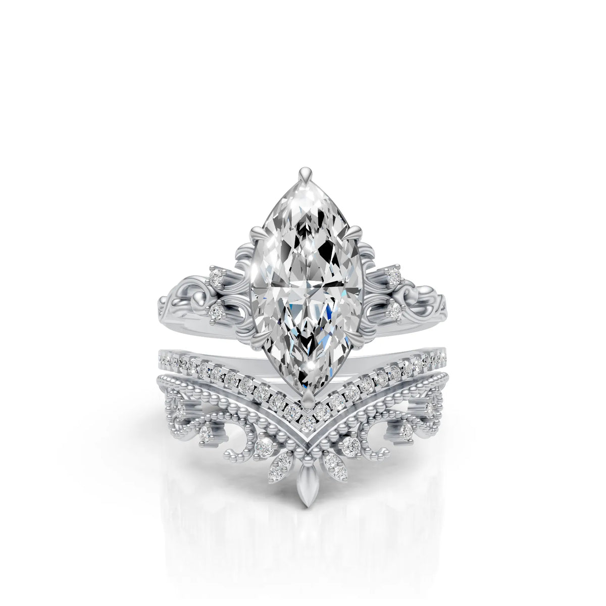 Royal Marquise Crown Ring Set