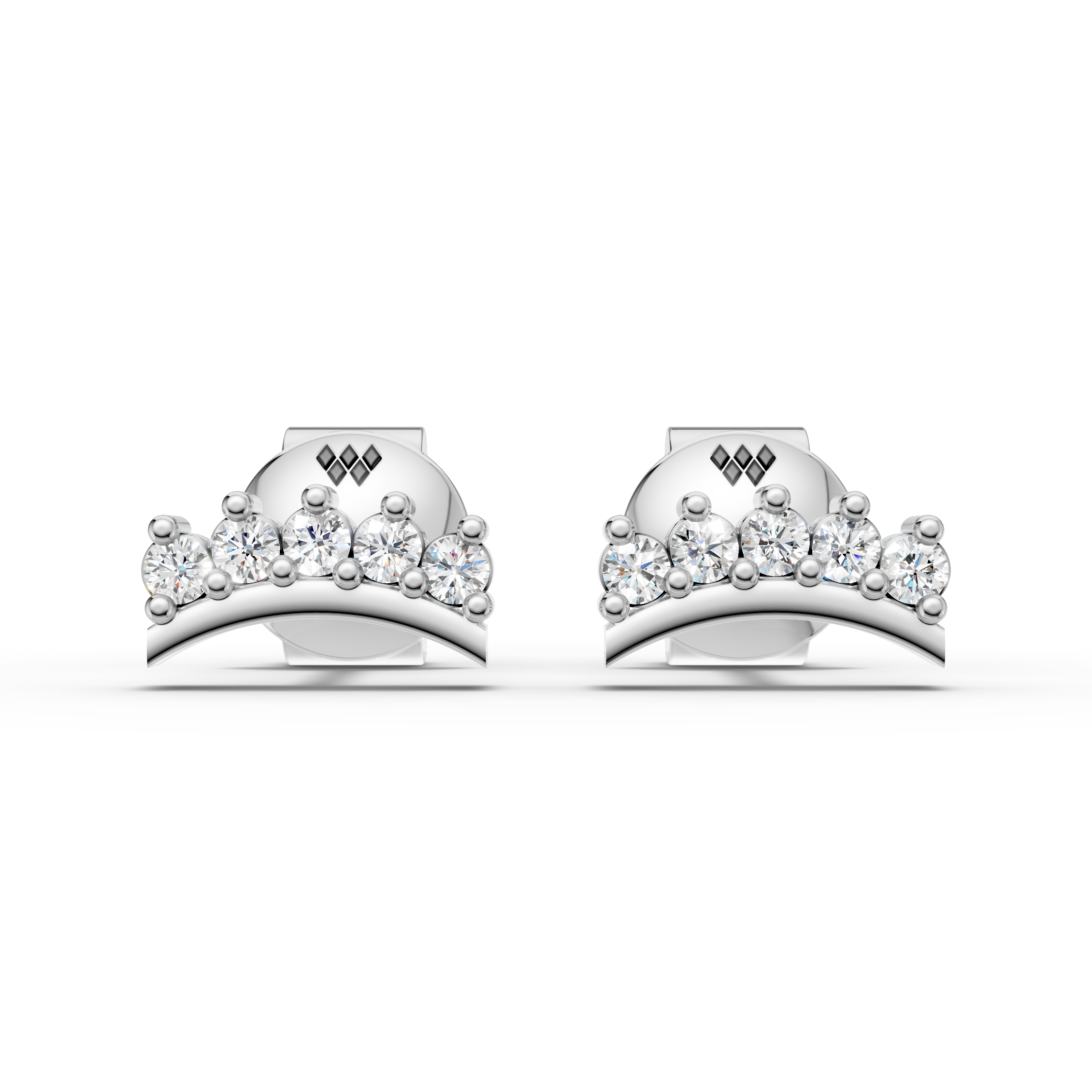 Curved Crown Stud Earrings (1 Pair)