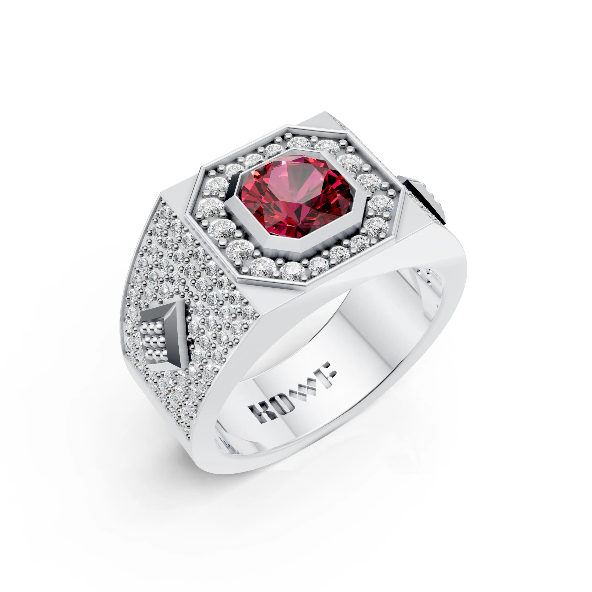 Brilliance with Blood-Red Center Stone Ring