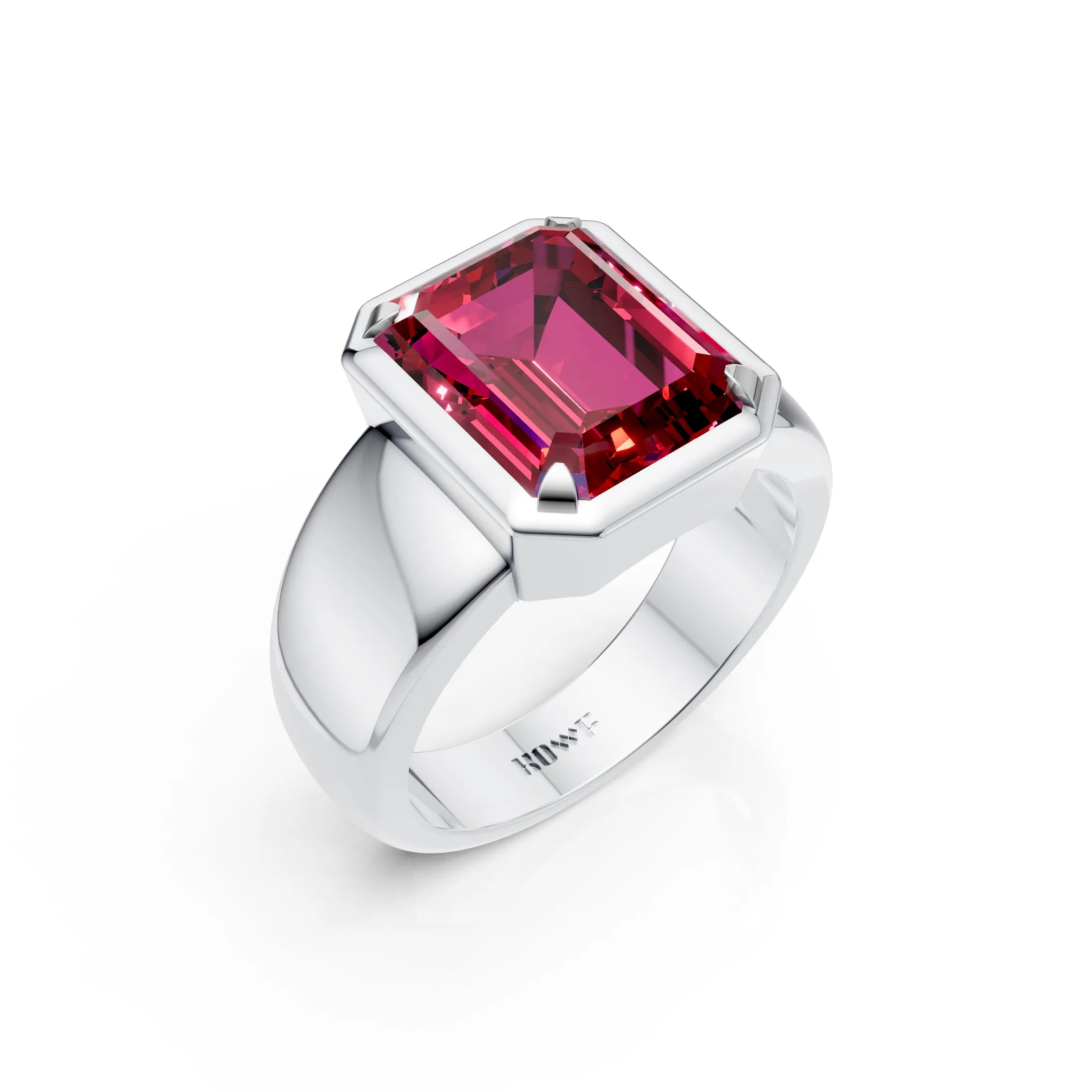Red Emerald-Cut Ring
