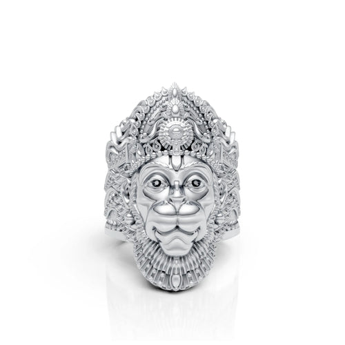 Antique Finish Hanuman Ring With “राम” Engraving
