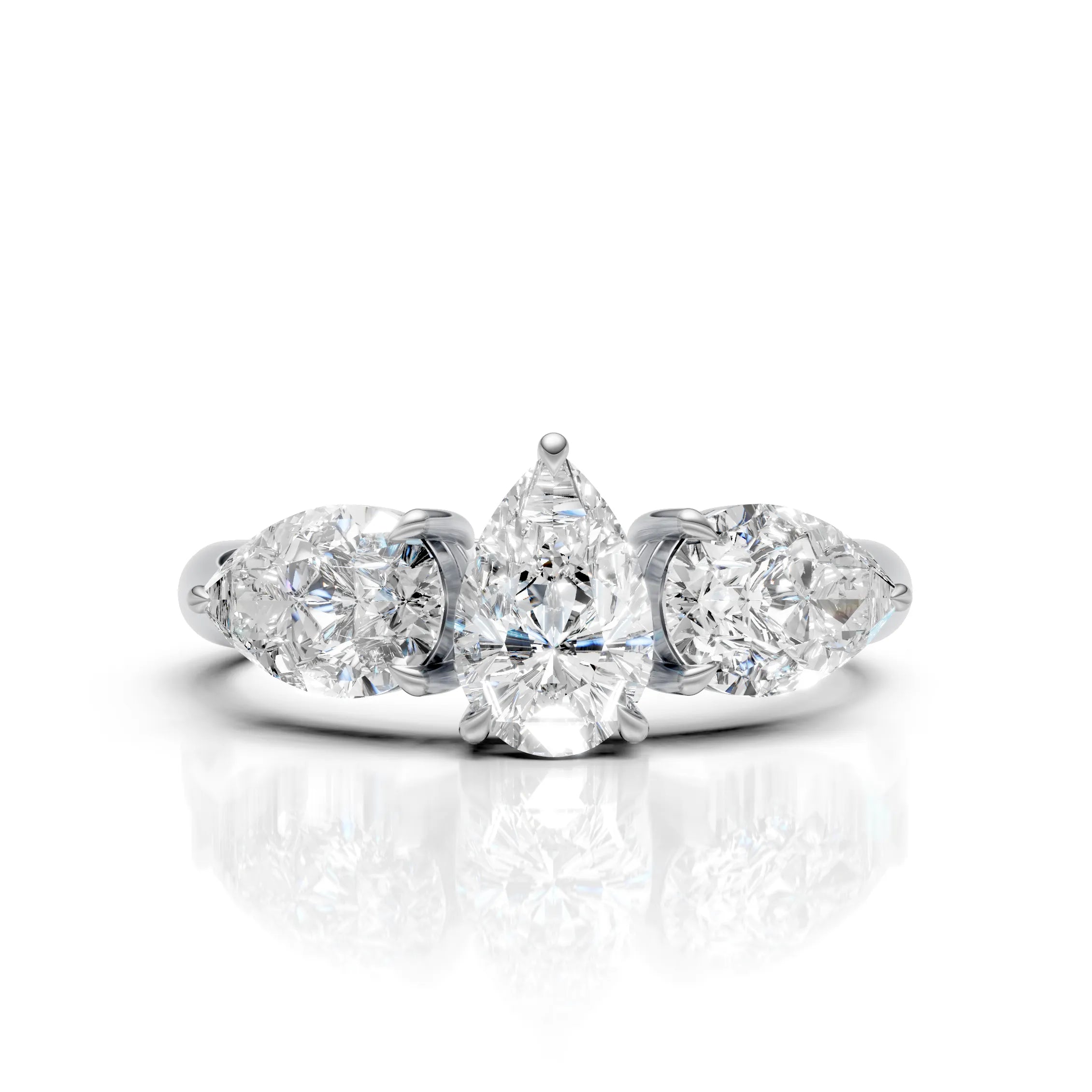 Classic Three Stone Pear Diamond Ring