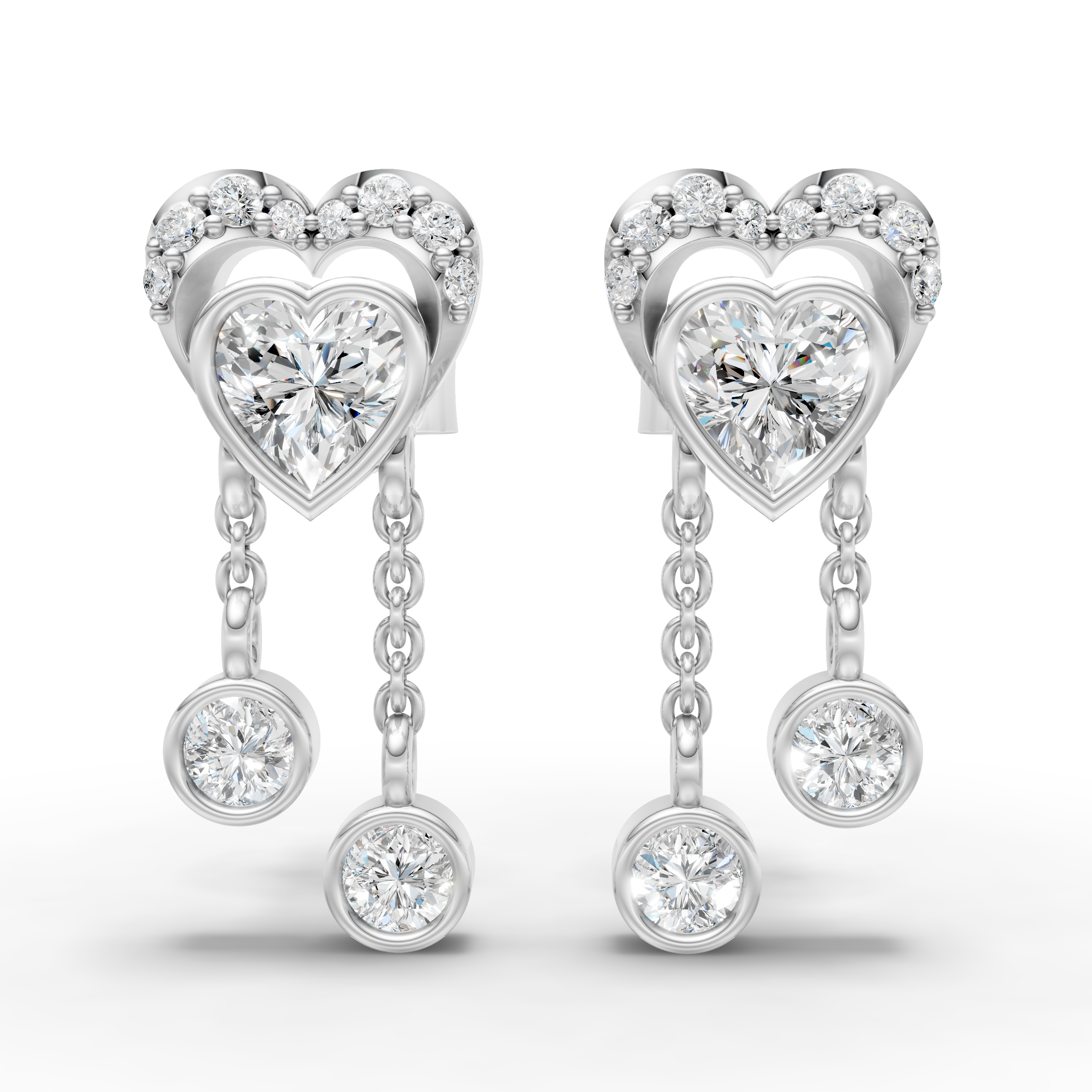 Heart Shaped with Hanging Earring ( 1 Pair )