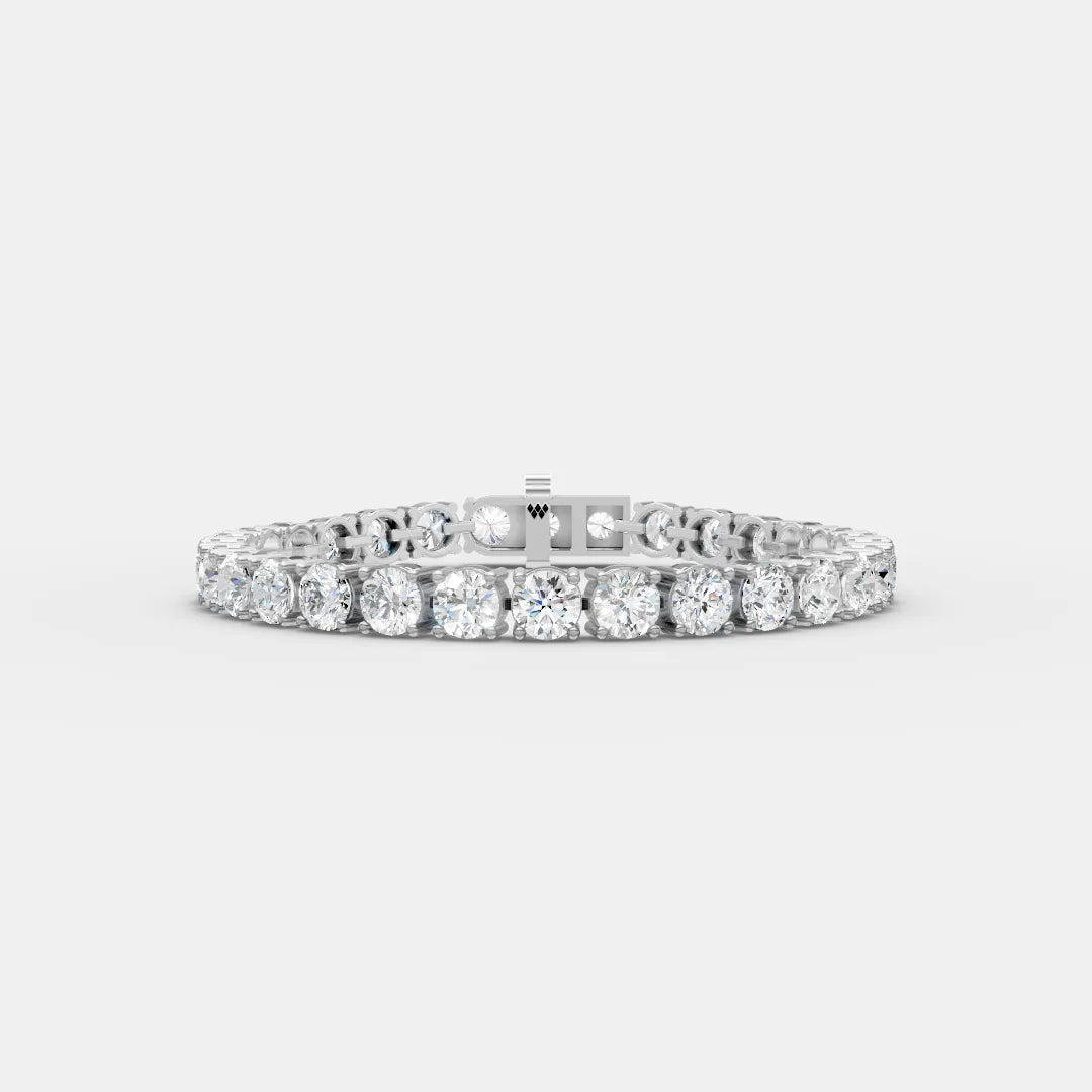 6 MM 925 Sterling Silver Round Shaped Moissanite Diamond Tennis Bracelet