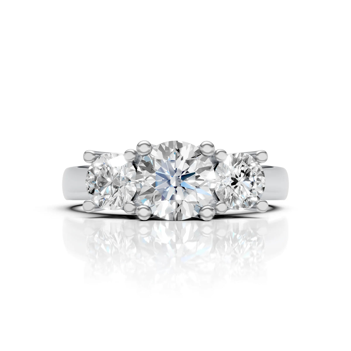 Elegant Round Cut Three Stone Diamond Ring