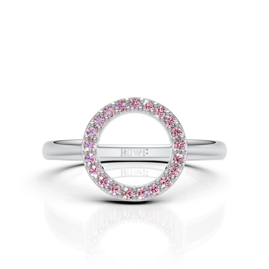 Pink Diamond Circle Halo Ring