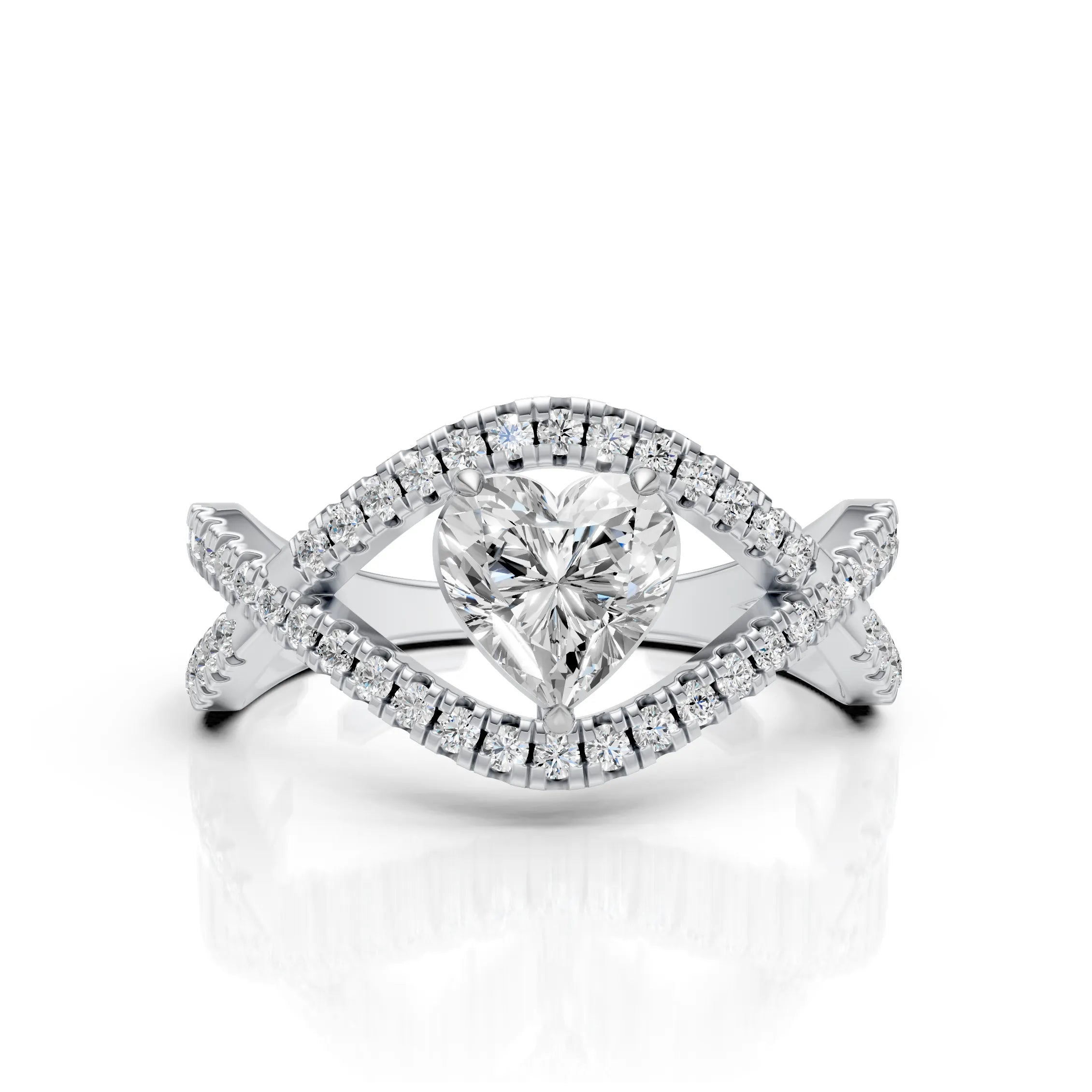 White Heart Diamond Ring