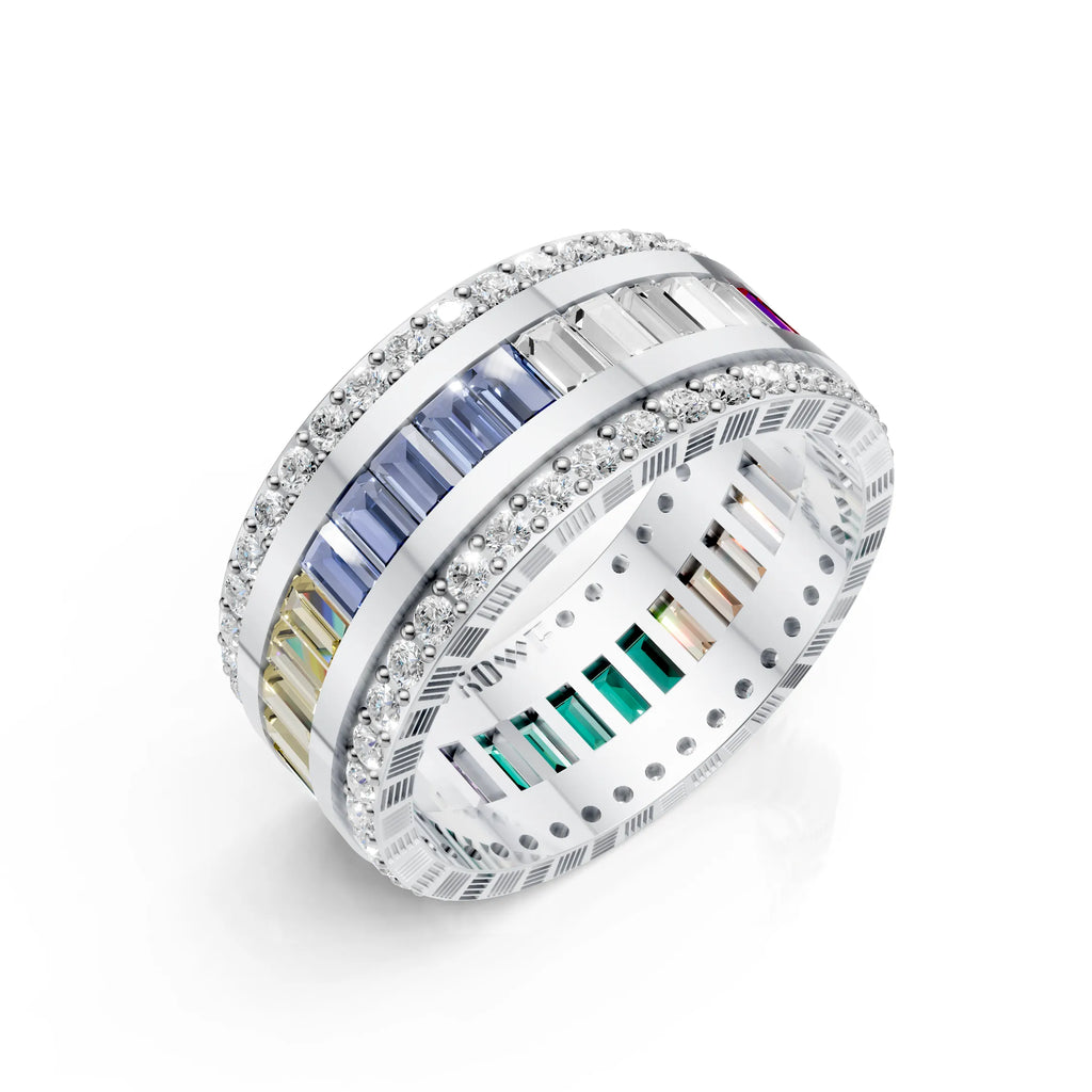 Multi-Color Baguette Eternity Band Ring