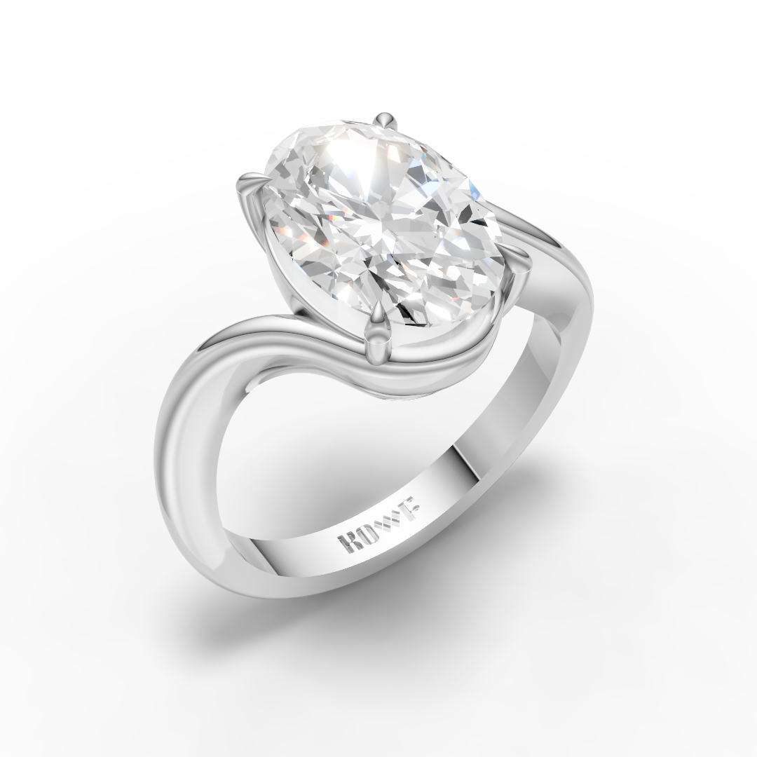 925 Sterling Silver Oval Solitaire Moissanite Diamond Ring