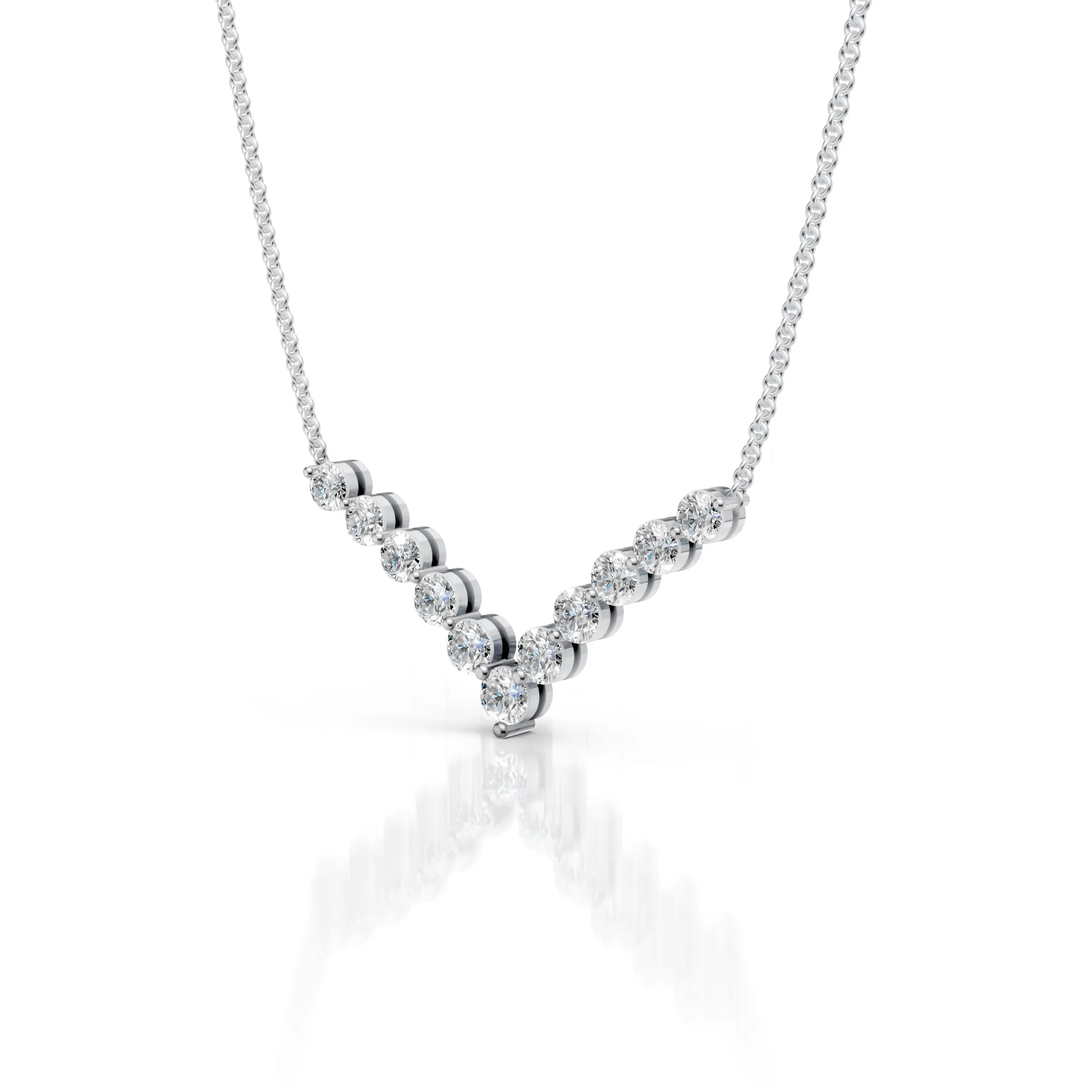 Chevron Diamond Station Necklace