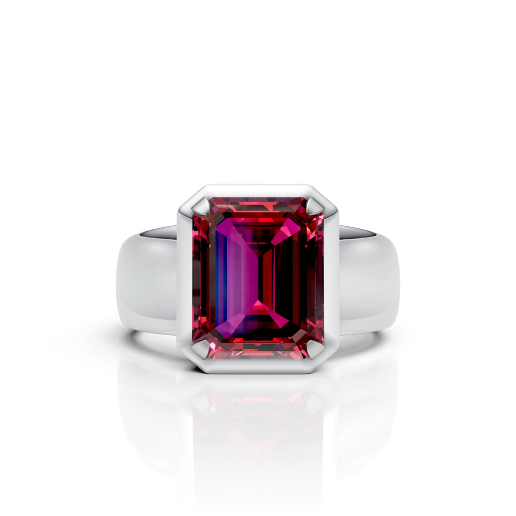 Red Emerald-Cut Ring