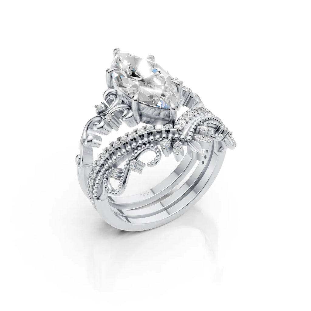 Royal Marquise Crown Ring Set