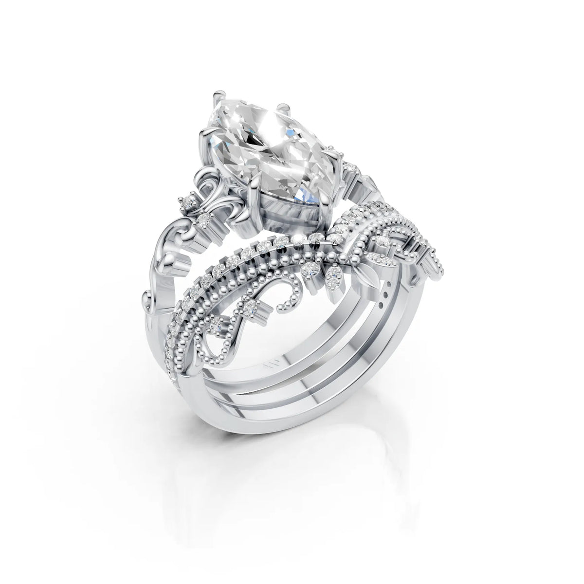 Royal Marquise Crown Ring Set