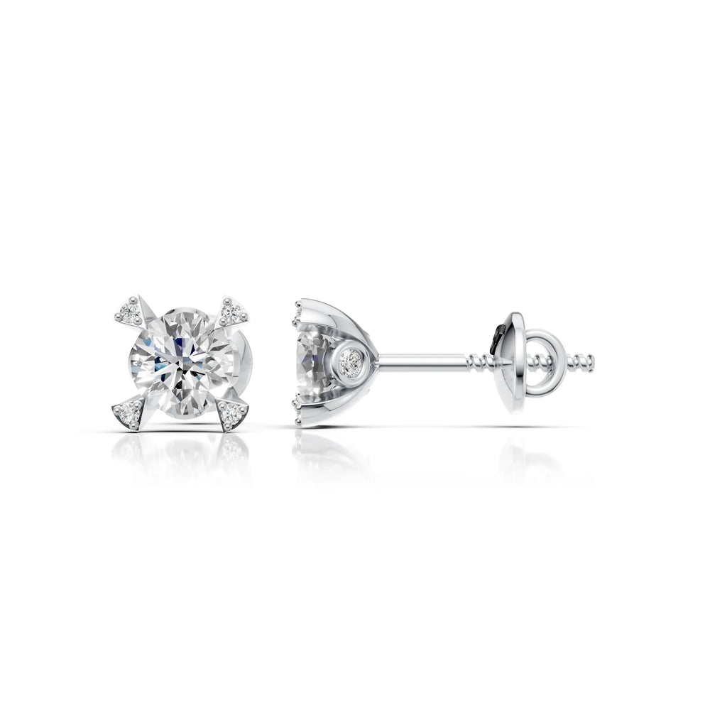 Solitaire Diamond Four Corner Earring
