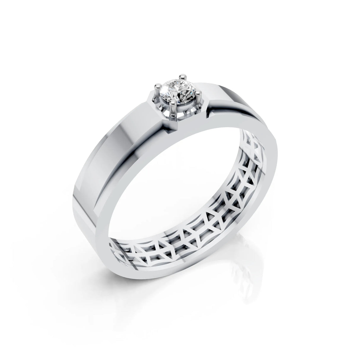 Sleek Solitaire Band Ring
