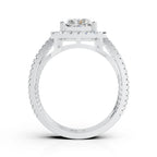 Radiant-Cut Halo Ring with Triple Band Design