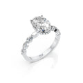 Elegant Oval Cut Moissanite Ring with Marquise &amp; Round Side Stones