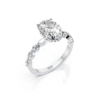 Elegant Oval Cut Moissanite Ring with Marquise &amp; Round Side Stones