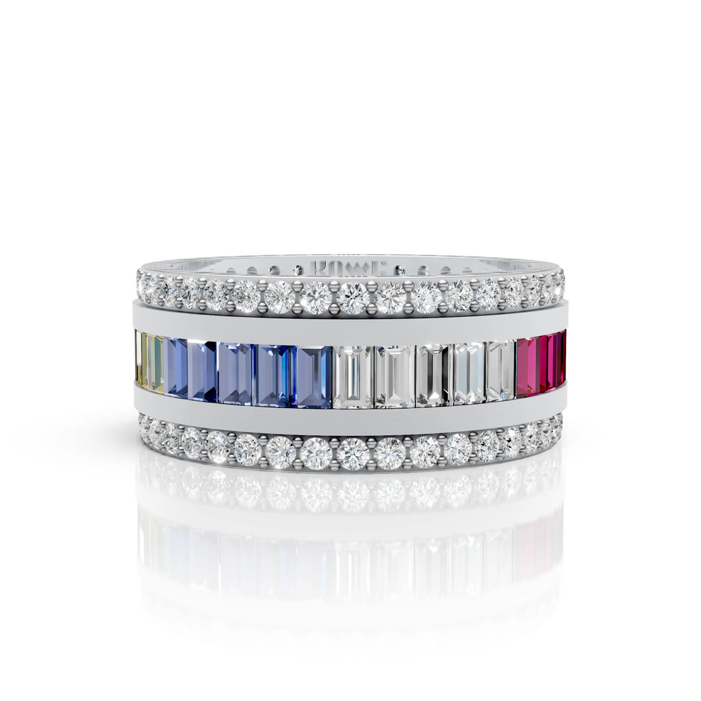Multi-Color Baguette Eternity Band Ring